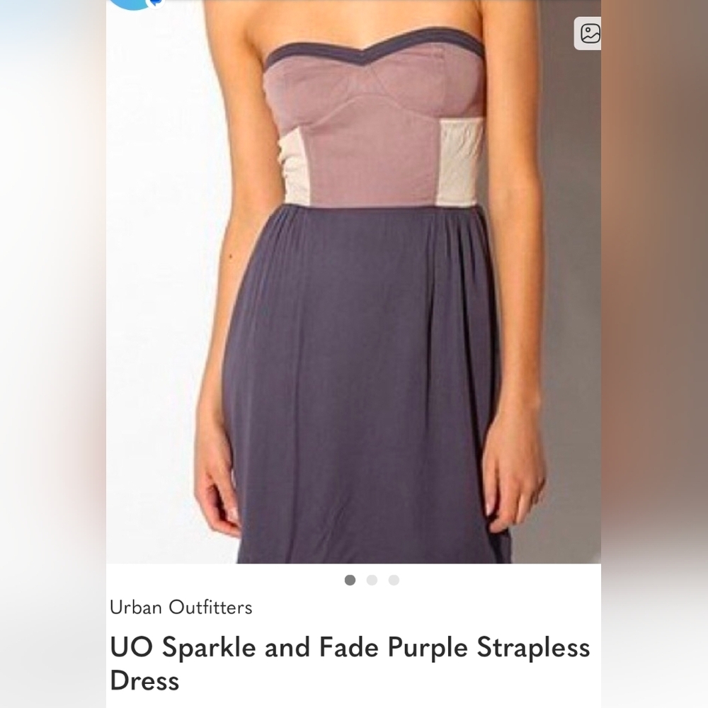 Urban Outfitters Strapless Sparkle and Fade Dress in Purple, Mauve, and Cream L